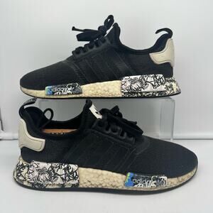 Adidas Shoes Mens 8 NMD_R1 Runner Sneakers Black White Graffiti EH0779